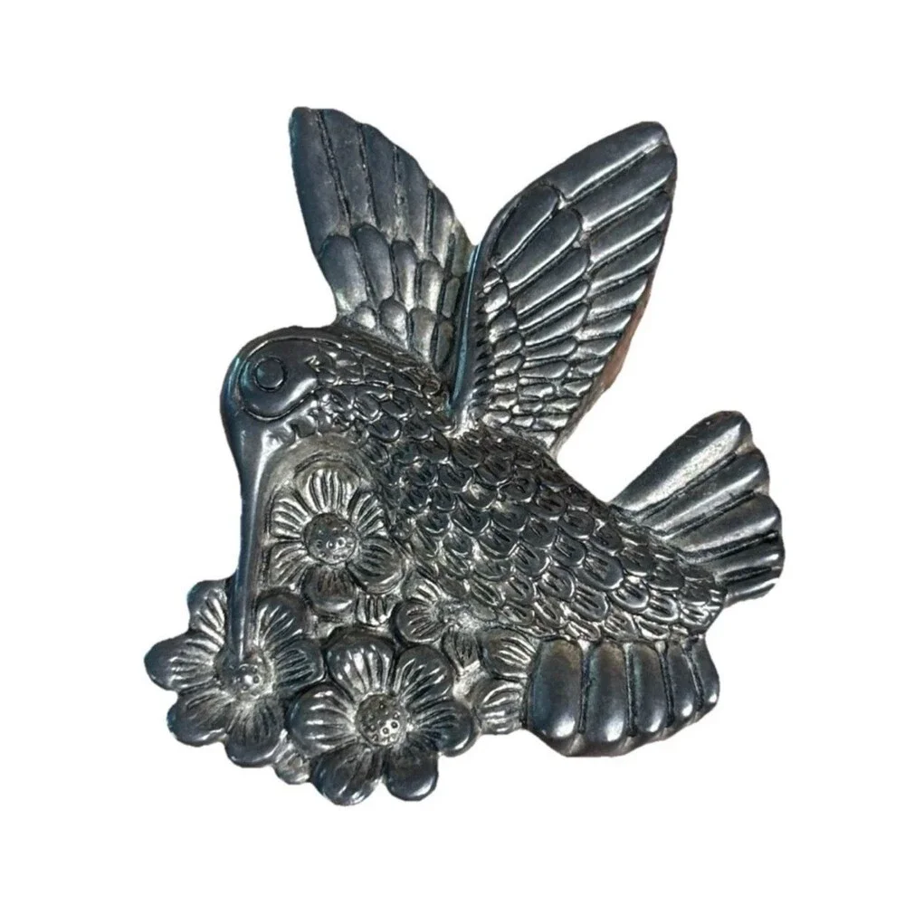 Hummingbird Silver Toned RING TRINKET BOX JEWELRY WEDDING TOOTHFAIRY Red Velvet